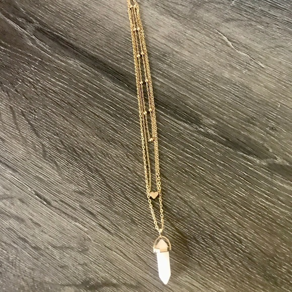 Rose Quartz 3 Layer Gold Toned Necklace - Picture 4 of 8